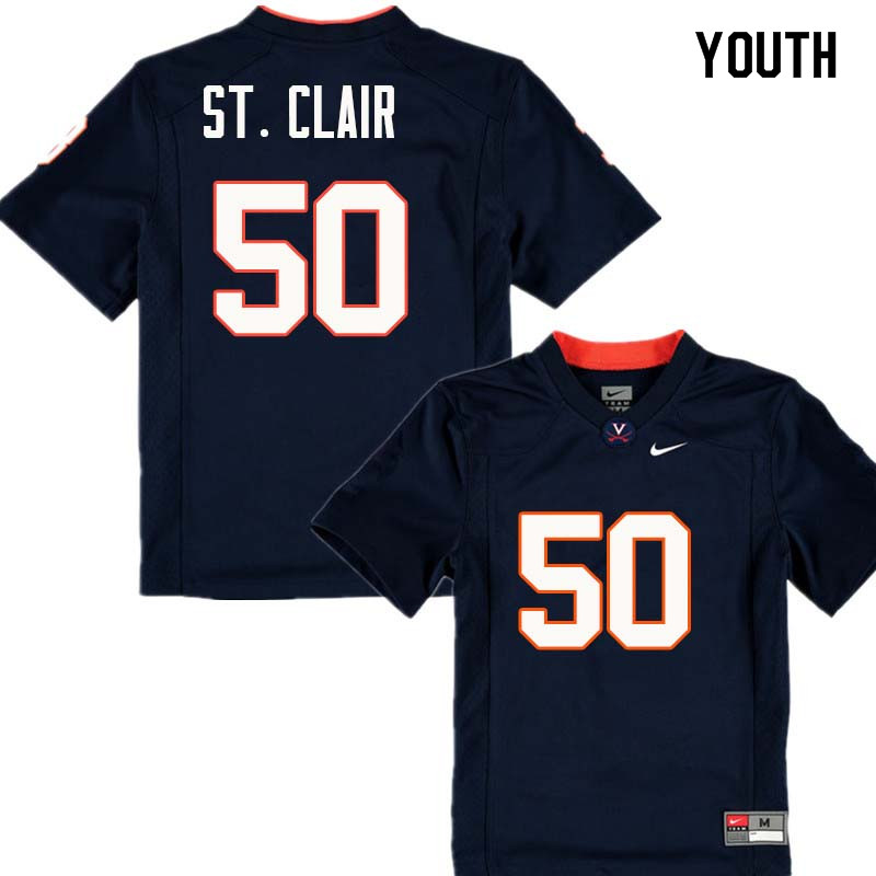 Youth #50 John St. Clair Virginia Cavaliers College Football Jerseys Sale-Navy - Click Image to Close